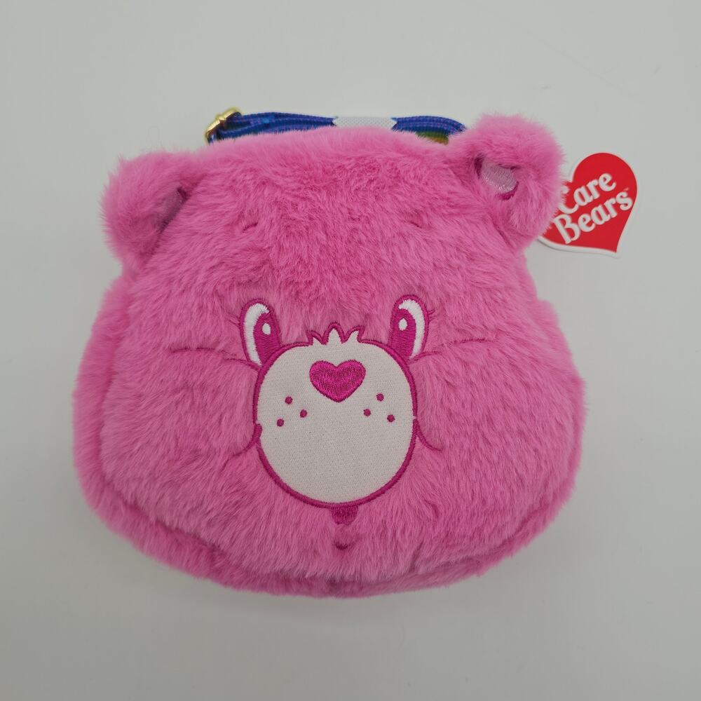 Brand New pink Care Bears flush Mad‎ Engine crossbody purse with rainbow strap